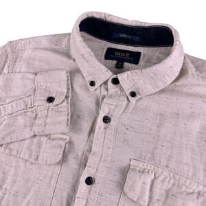 Roark Shirt Mens Medium Beige Classic Fit Button Down Organic Cotton Long Sleeve